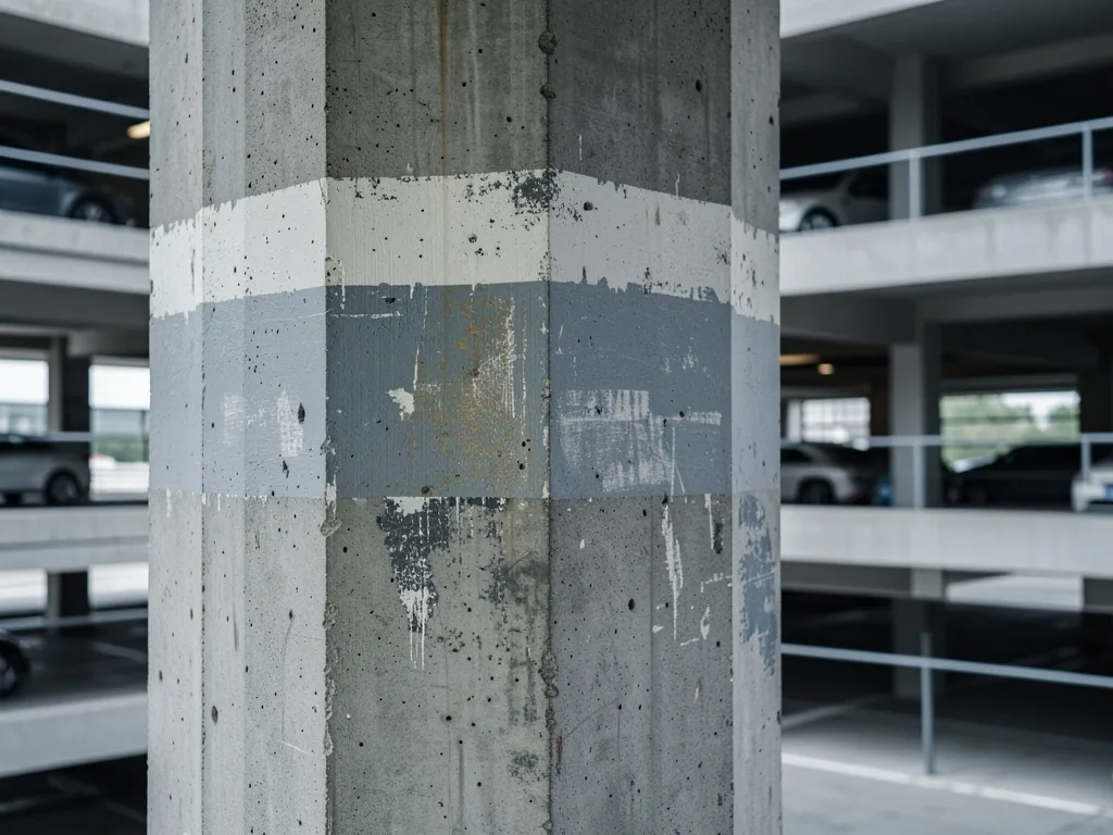Concrete pillar detail in a Sydney Airport car park