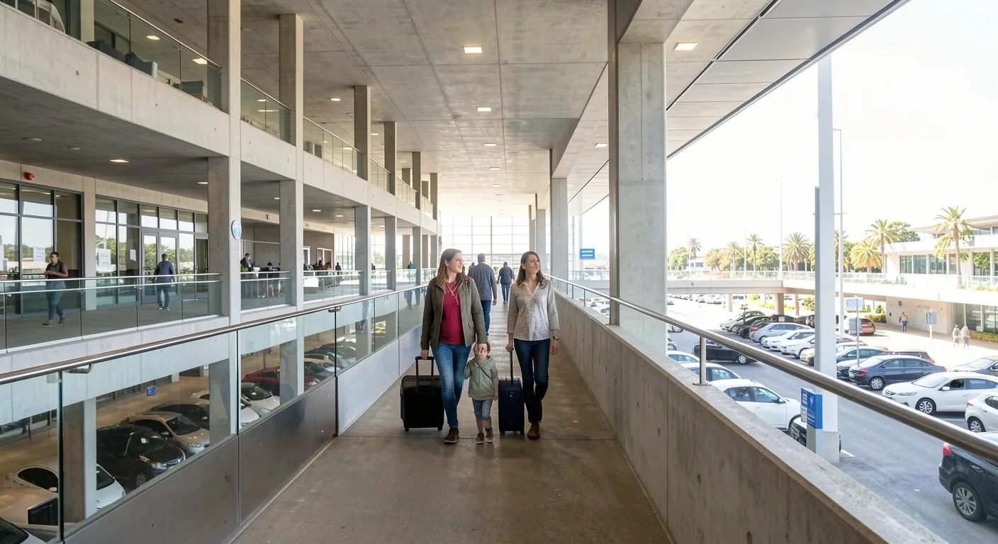 Domestic terminal entrance with shuttle bus at Sydney Airport T2 and T3