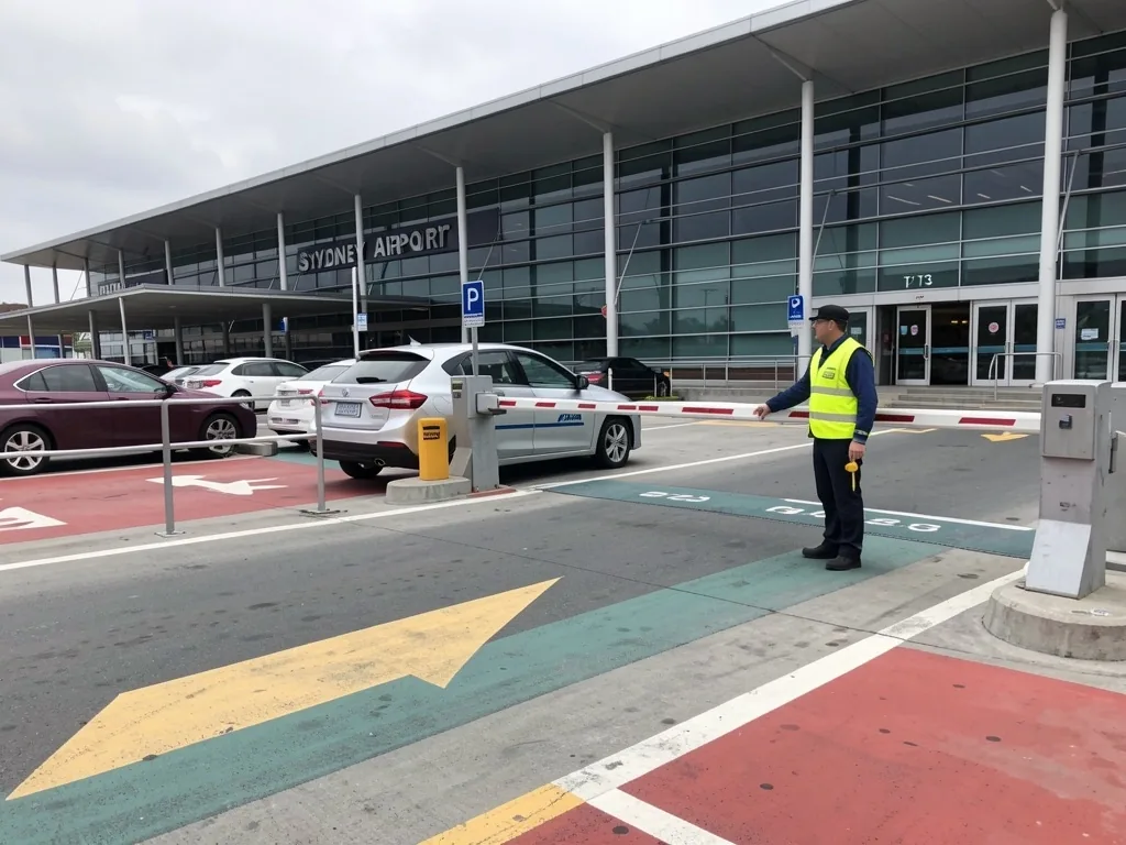 P3 domestic car park entry with directional arrows near Sydney Airport T2 and T3