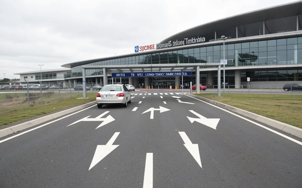 Airport road approach to Sydney Airport domestic car parks