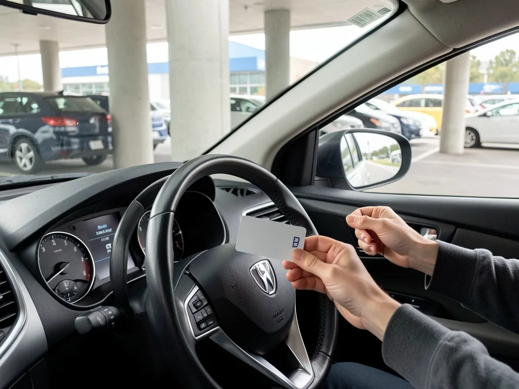 Holding a Sydney Airport parking pass in a car