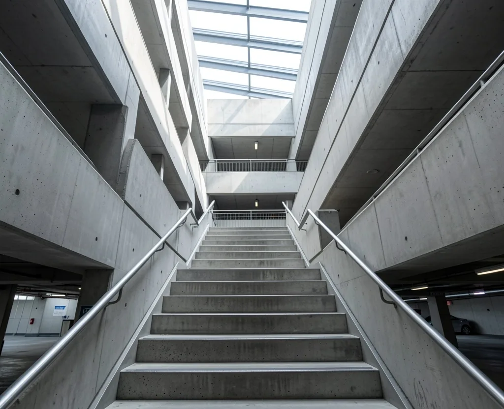 Sydney Airport car park stairwell interior
